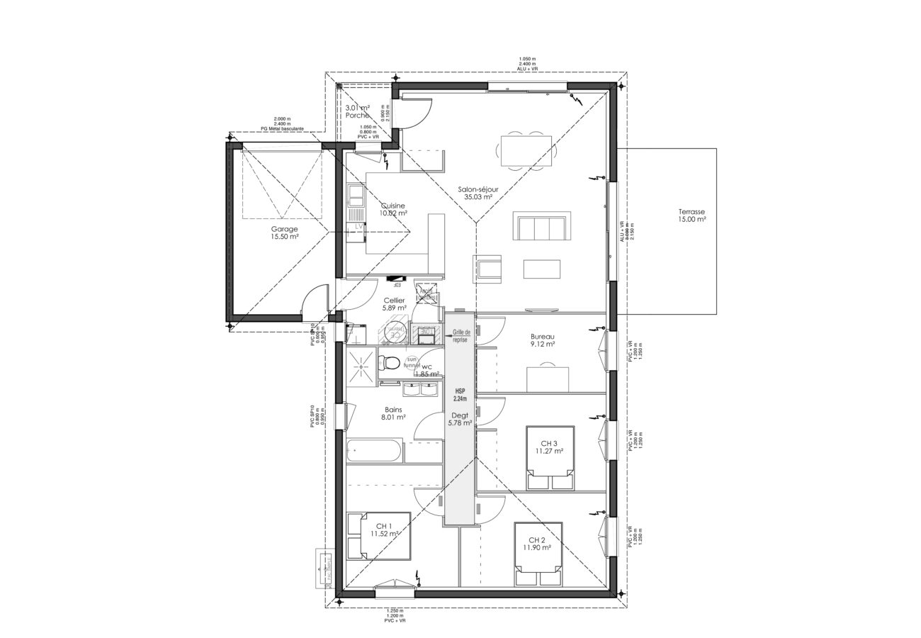 plan maison moderne aneto