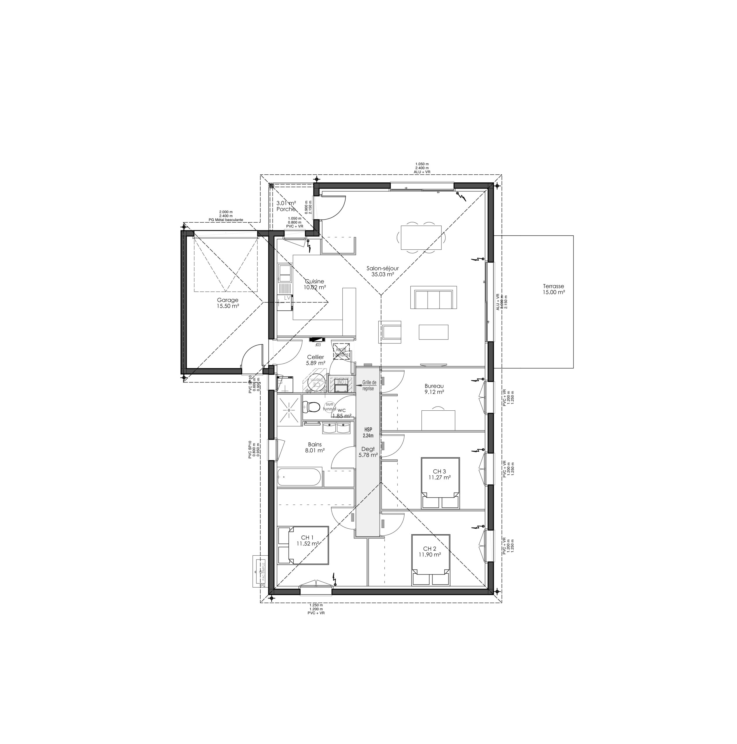 plan maison moderne aneto