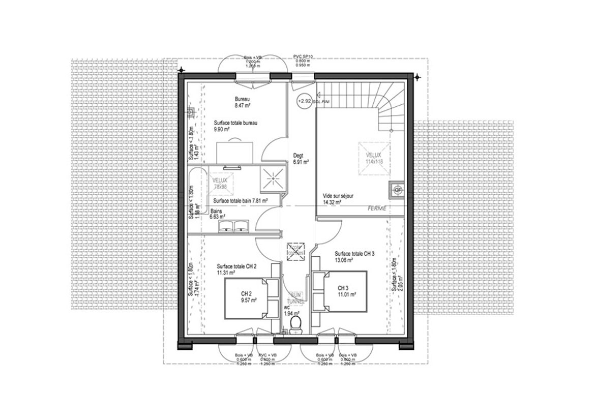 plan de maison basque 103 m²