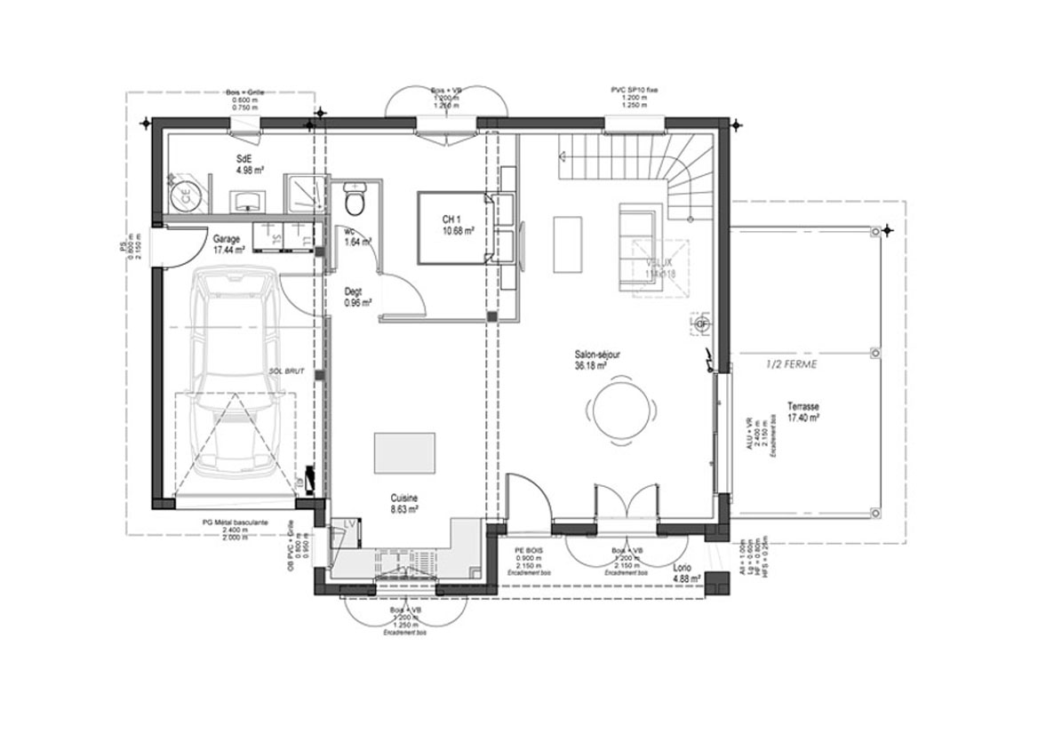 plan de maison basque rdc