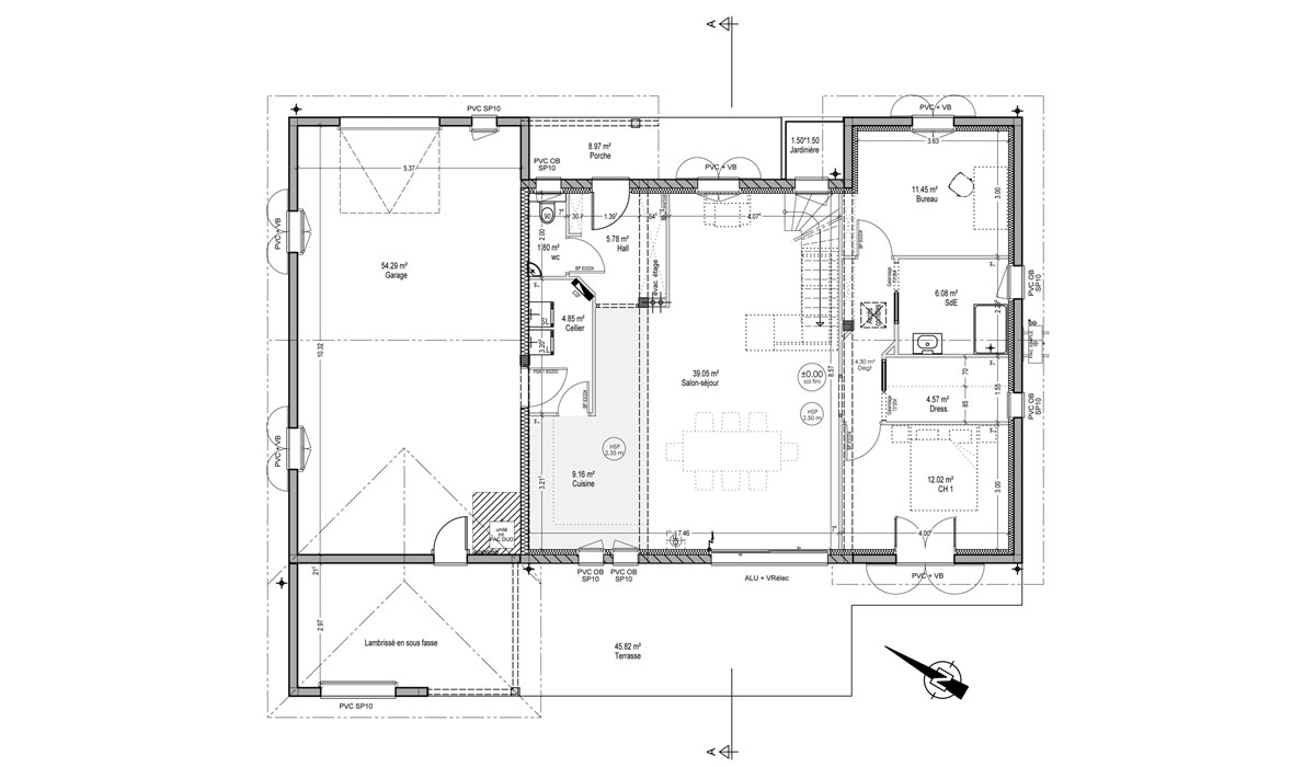 plan de maison de 156 m2