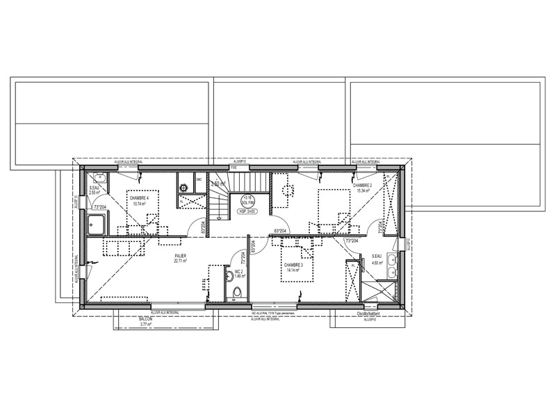 plan de maison de ville étage