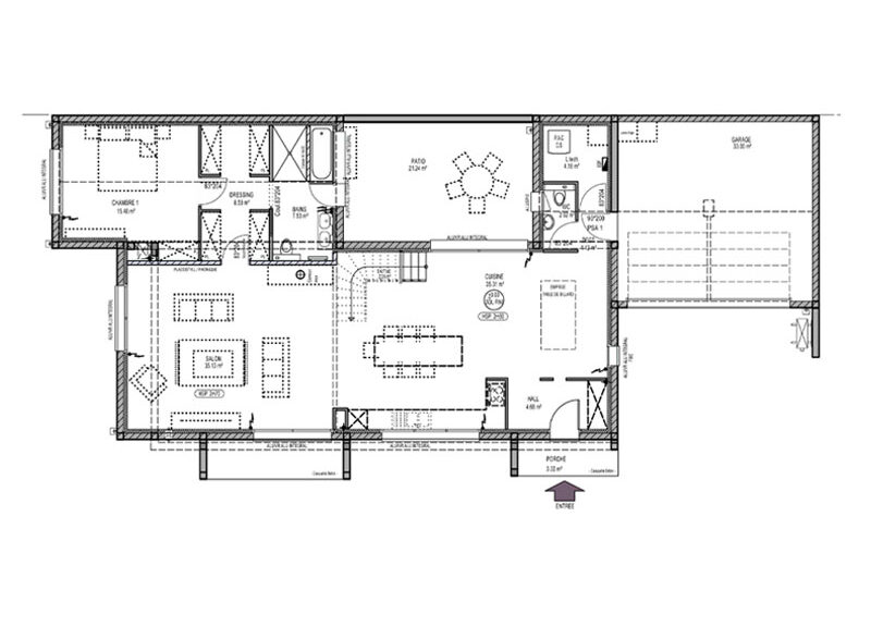 plan de maison de ville rdc